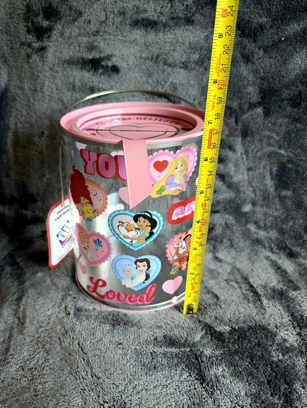 New Disney Princess tin Valentine's mailbox Belle Jasmine Ariel Rapunzel Moana